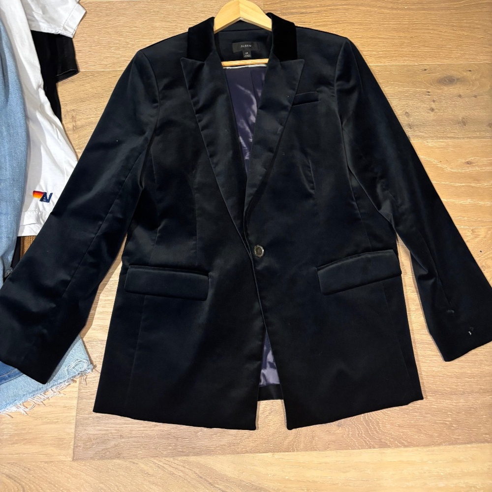 J.Crew Blazer in Black Stretch Velvet size 14